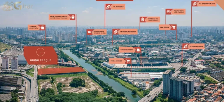 Vista aérea do Guido Parque Santo Amaro e do bairro de Santo Amaro São Paulo