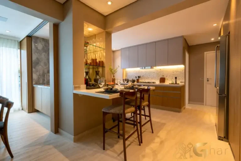 Cozinha planejada do apartamento decorado de 153 m² no Ibirapuera Park Houses