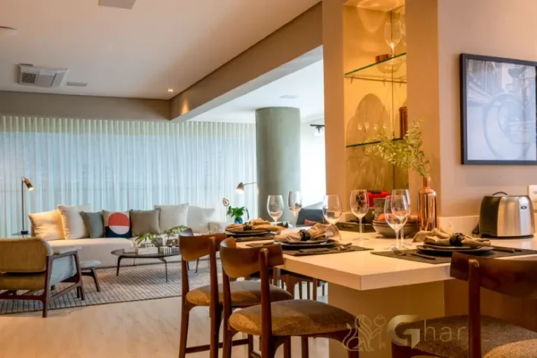 Cozinha planejada do apartamento decorado de 153 m² no Ibirapuera Park Houses