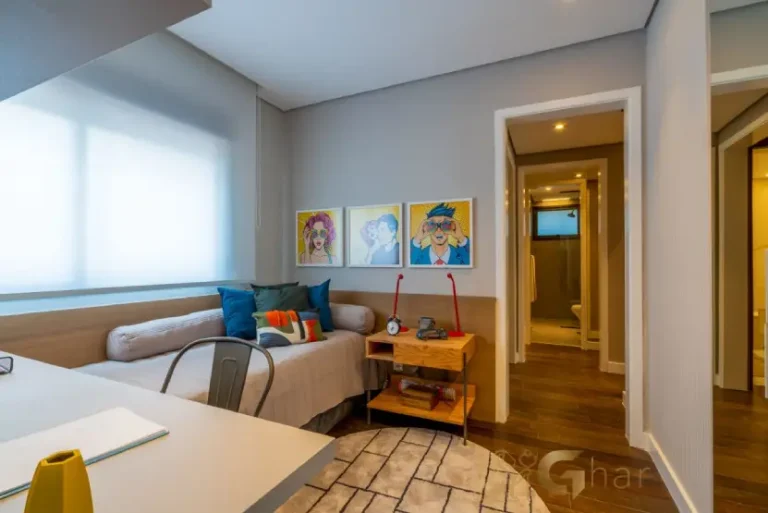 Suíte do apartamento decorado de 153 m² no Ibirapuera Park Houses