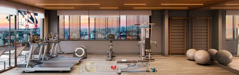 Academia fitness do Ibirapuera Park Studios em Moema com equipamentos modernos