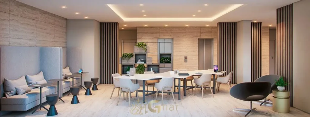 Espaço coworking do Ibirapuera Park Studios em Moema para trabalho e estudos