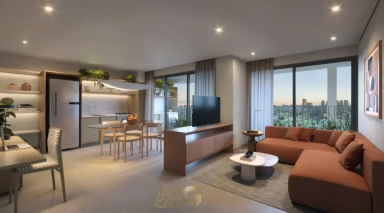 Living do apartamento decorado Torre A 63m² no Invert Campo Belo