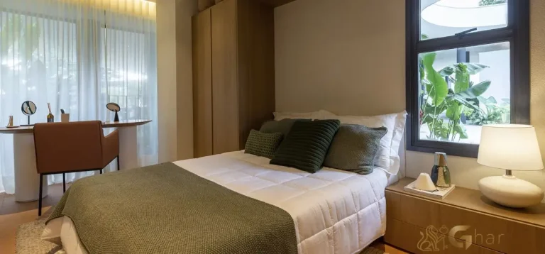 Quarto de casal do apartamento decorado 63m² no Invert Campo Belo