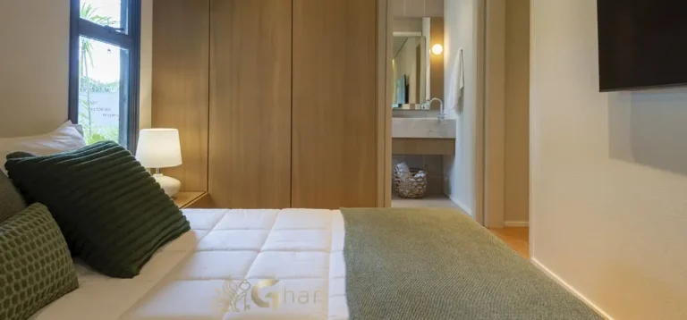 Suíte de casal do apartamento decorado 63m² no Invert Campo Belo