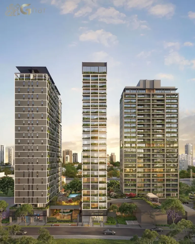 Fachada do condomínio Invert Campo Belo com arquitetura contemporânea