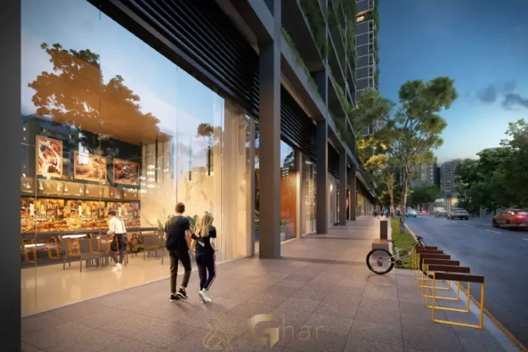 Fachada ativa com lojas no Invert Campo Belo integradas ao entorno urbano