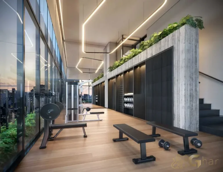 Área fitness e academia do Invert Campo Belo com estrutura moderna