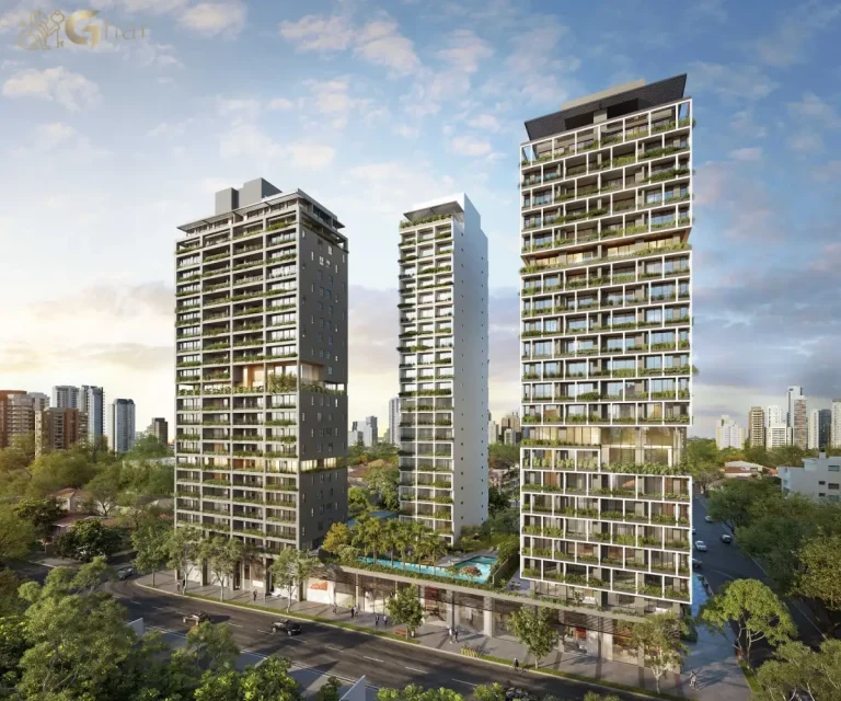 Fachada diurna do Invert Campo Belo Studios no Campo Belo, condomínio de studios na Zona Sul de São Paulo