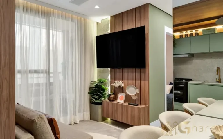 Sala de estar do apartamento decorado no Like Campo Limpo