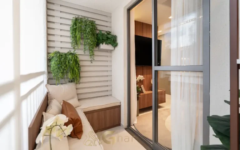 Terraço do apartamento decorado do Like Campo Limpo com integração aos ambientes