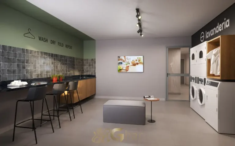 Lavanderia compartilhada no condomínio Like Campo Limpo