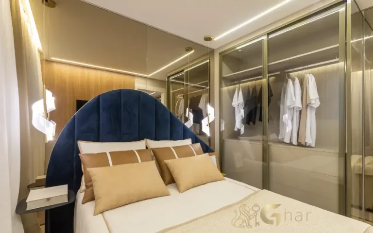 Quarto de casal do apartamento decorado no Live Campo Limpo