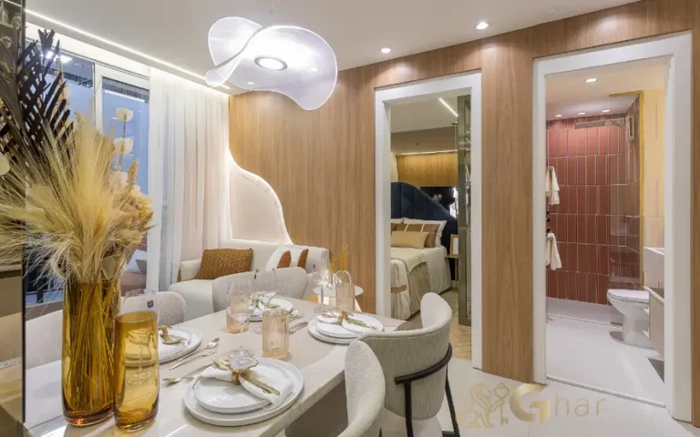 Sala integrada do apartamento decorado no Live Campo Limpo