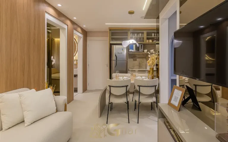 Sala de estar do apartamento decorado no Live Campo Limpo