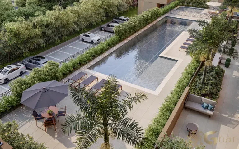 Piscina com solarium do condomínio Live Campo Limpo