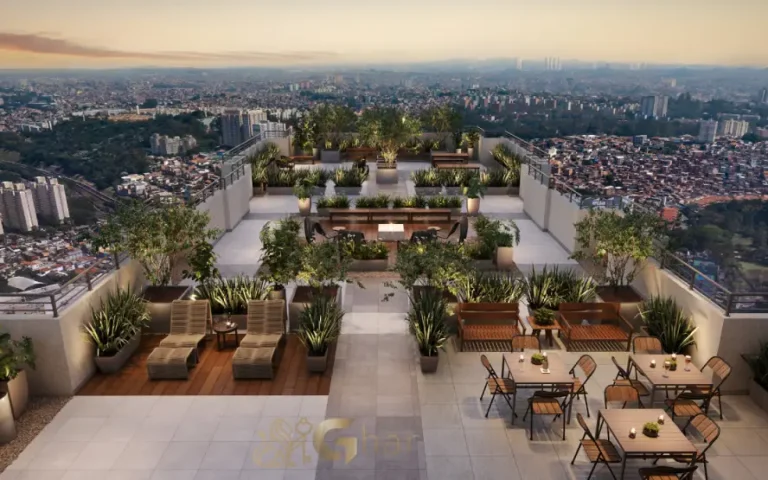 Rooftop mirante do condomínio Lyne Campo Limpo em São Paulo