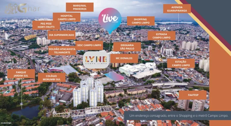 Vista aérea do condomínio Lyne Campo Limpo no bairro Campo Limpo SP