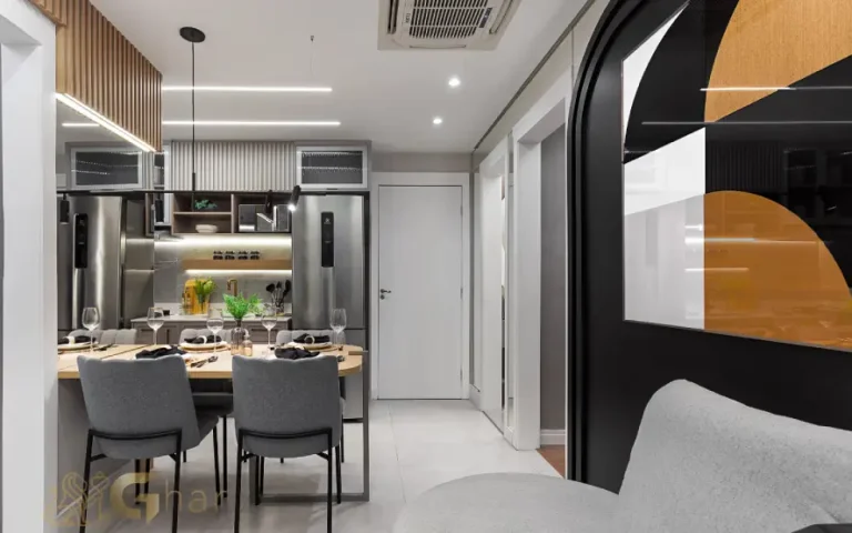 Apartamento decorado do Mérito Barra Funda com sala de jantar integrada à cozinha