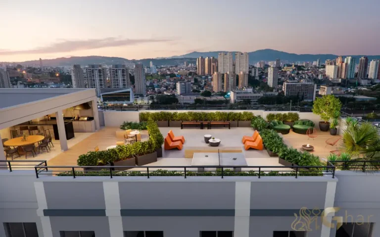 Rooftop do Mérito Barra Funda com áreas de lazer e vista privilegiada da cidade