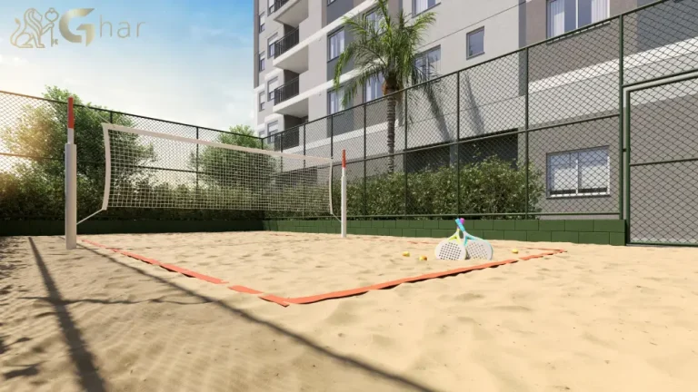 Quadra de beach tennis do condomínio Mérito Belenzinho no Belém