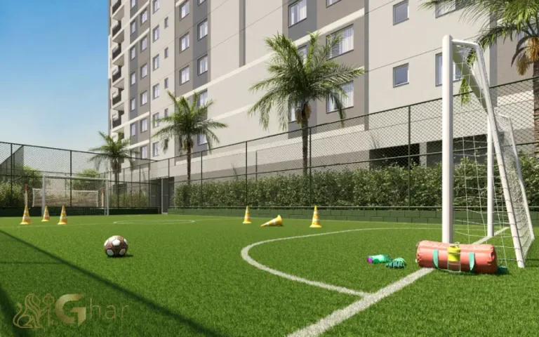 Quadra com grama sintética do condomínio Mérito Belenzinho no Belém
