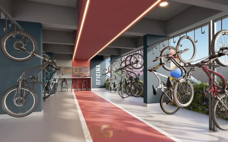 Bicicletário do condomínio Mérito João Dias em Santo Amaro