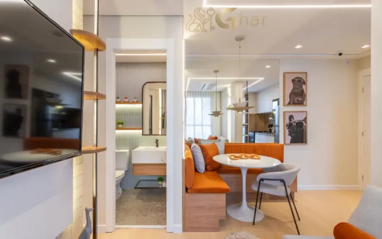 Sala do apartamento decorado no Mérito Santo Amaro