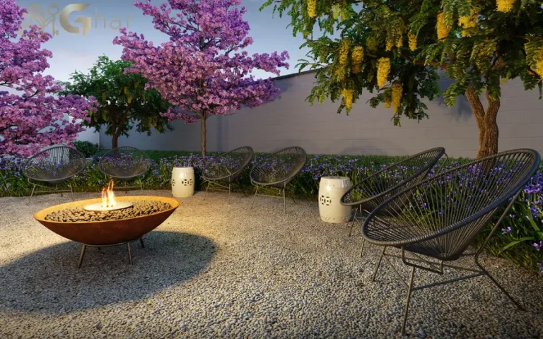 Lounge com lareira do condomínio Mérito Santo Amaro