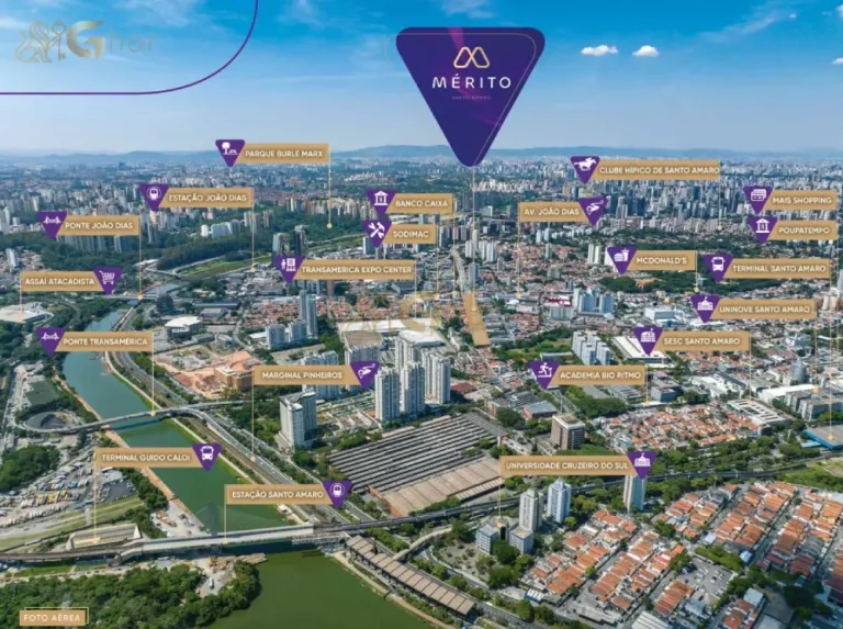 Vista aérea do bairro Santo Amaro próximo ao Mérito Santo Amaro