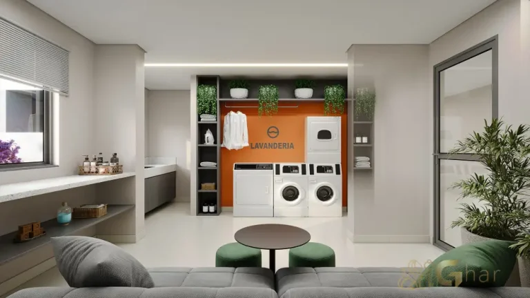 Lavanderia compartilhada do condomínio Mirae Bom Retiro em São Paulo