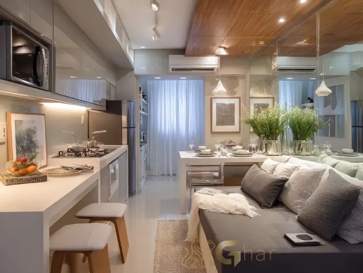 Apartamento decorado do Modern Mooca com sala de jantar e cozinha integradas