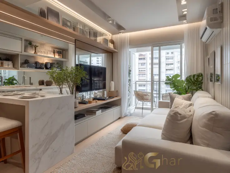 Living do apartamento decorado do Neo Sacomã no Sacomã