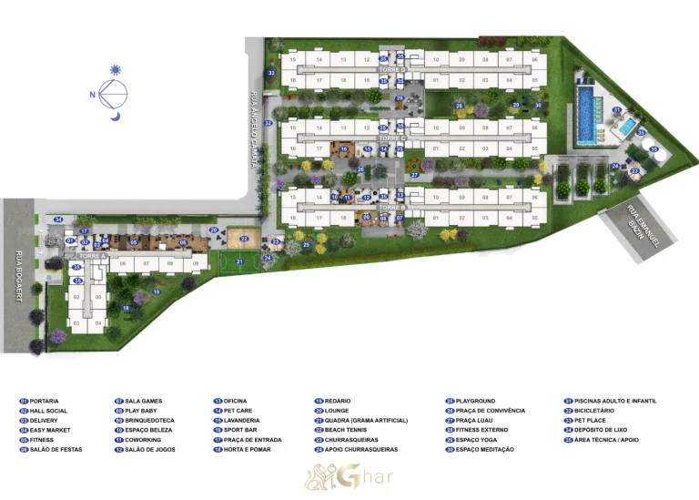 Planta de implantação do condomínio Neo Sacomã no bairro Sacomã