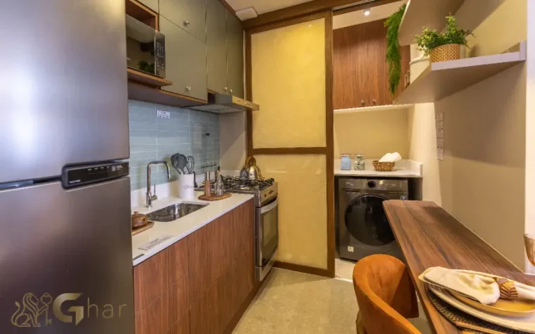 Cozinha com lavanderia do apartamento decorado do Nord Residencial São Miguel 2
