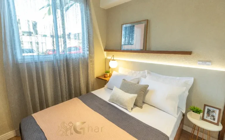 Quarto de casal do apartamento decorado do Nord Residencial São Miguel 2