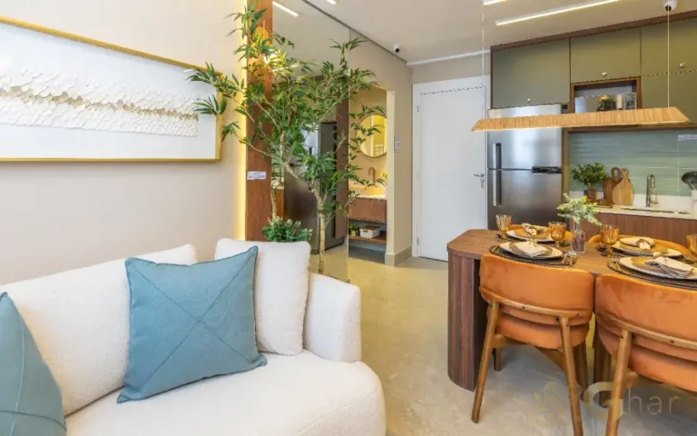 Sala living do apartamento decorado do Nord Residencial São Miguel 2