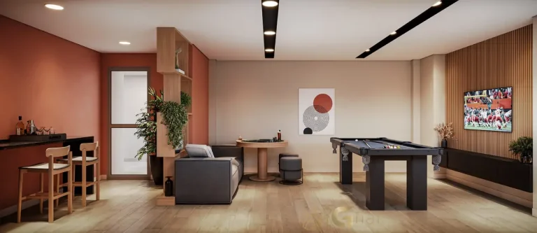 Sports bar do condomínio Novo Mundo Carrão com espaço para entretenimento