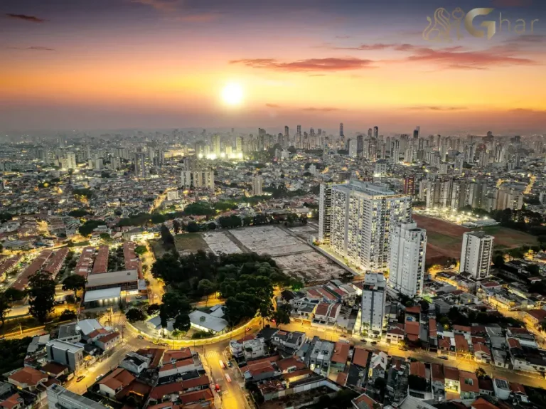Vista aérea do bairro do Carrão com localização do condomínio Novo Mundo Carrão