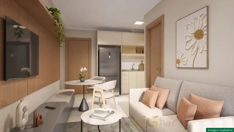 Sala de estar com TV do apartamento decorado Parque Holandês Cidade Ademar