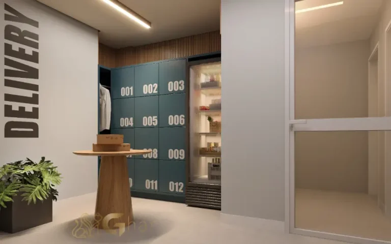 Espaço delivery do condomínio Praça Santo Antônio em Santo Amaro com área exclusiva para recebimento de encomendas