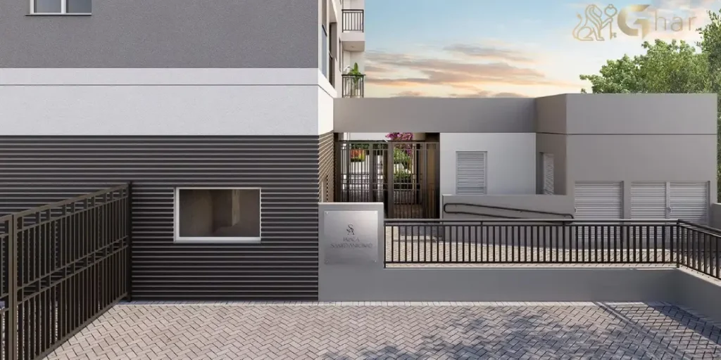 Fachada com portaria do condomínio Praça Santo Antônio em Santo Amaro