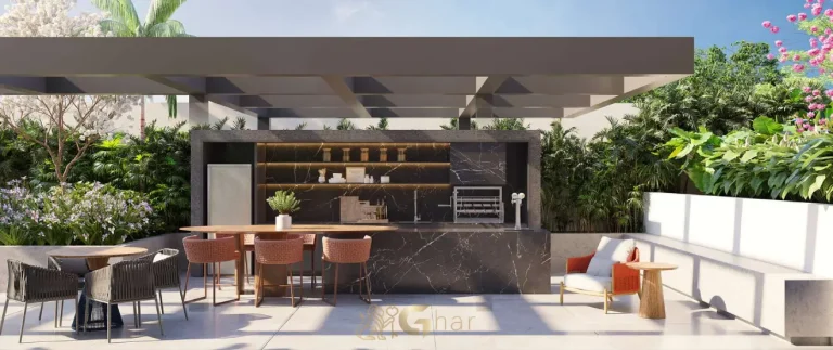 Churrasqueira no térreo do Quintessence Campo Belo para convivência