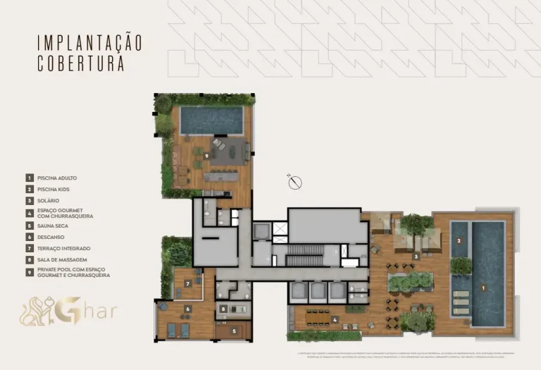 Planta de implantação da cobertura do condomínio Quintessence Campo Belo