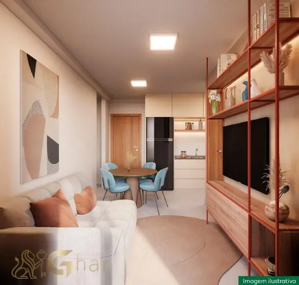 Sala de estar e jantar decorada no Recanto do Limoeiro no Limão SP