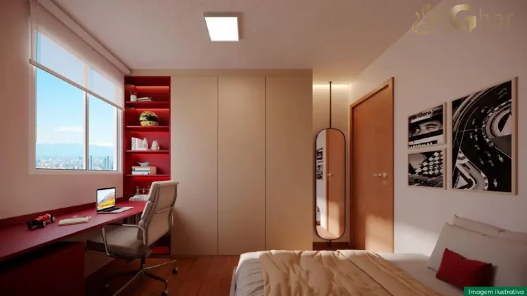 Quarto de solteiro decorado do Residencial Estoril em Interlagos