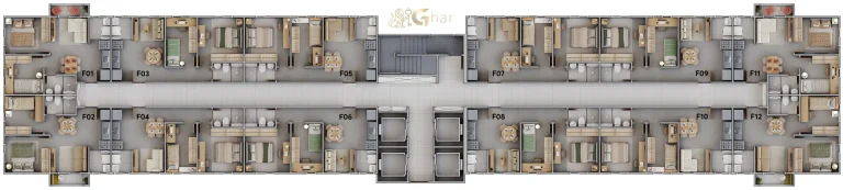 Implantação tipo do condomínio Residencial Estoril em Interlagos