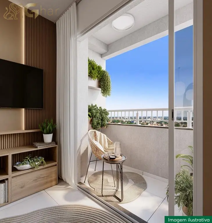 Terraço do apartamento decorado do Residencial Ipês em Itaquera