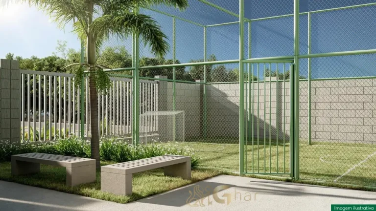 Praça interna do Residencial Ipês em Itaquera com área de convivência