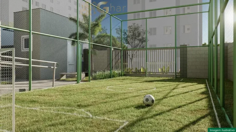 Quadra gramada do Residencial Ipês em Itaquera com área de lazer para moradores